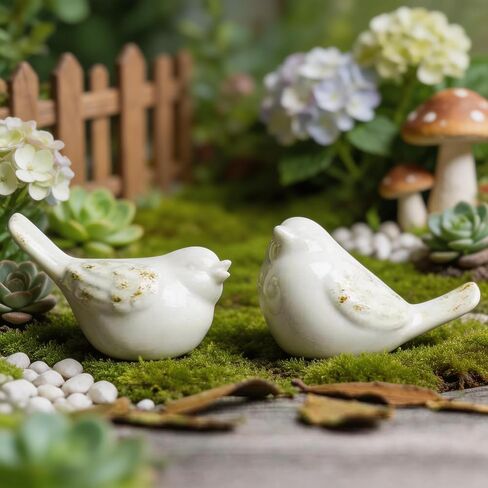2pcs Ceramic Bird Figurines,Modern Minimalist Animal Ornament Home Decor Mini Bird Figurine Gift for Garden Desktop Display Decor in Saudi Arabia