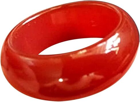 Red Jade Rings for Men Women- Natural Chinese Gemstone Jade Band Ring- Good Luck Jewelry (Size : 9) in Saudi Arabia
