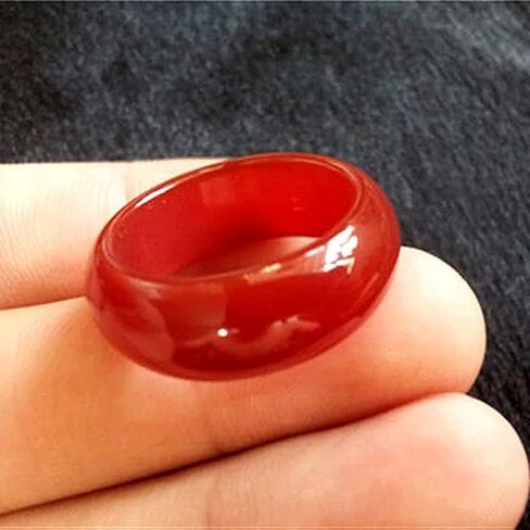 Red Jade Rings for Men Women- Natural Chinese Gemstone Jade Band Ring- Good Luck Jewelry (Size : 9) in Saudi Arabia