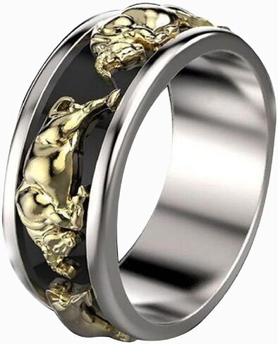 Bull Head Ring, Gold Buffalo Ring for Men, Norse Viking Bi- Ring Taurus Ring Bull Jewelry, Celtic Bull Ring Hip Hop Bull Band Ring Punk Bull Animal Ring -s in Kuwait