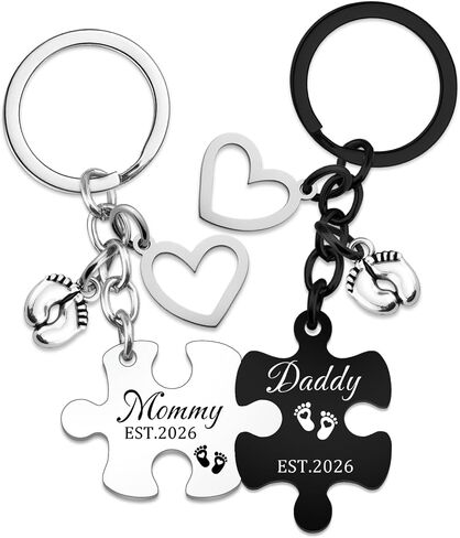 New Dad Fathers Day Gift New Parents Gifts for Couples 2026 Daddy and Mommy Est 2026 Keychain Pregnancy Announcement 2026 First Time Mom Gifts for Expecting Mom Baby Shower in Saudi Arabia