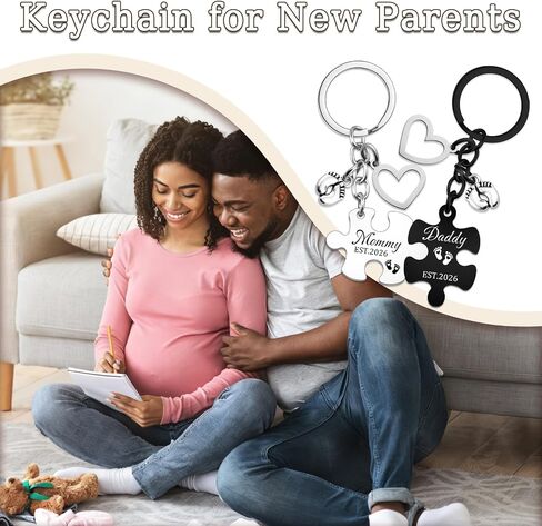 New Dad Fathers Day Gift New Parents Gifts for Couples 2026 Daddy and Mommy Est 2026 Keychain Pregnancy Announcement 2026 First Time Mom Gifts for Expecting Mom Baby Shower in Saudi Arabia