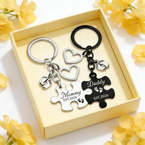 New Dad Fathers Day Gift New Parents Gifts for Couples 2026 Daddy and Mommy Est 2026 Keychain Pregnancy Announcement 2026 First Time Mom Gifts for Expecting Mom Baby Shower in Saudi Arabia