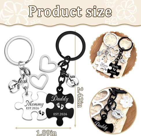 New Dad Fathers Day Gift New Parents Gifts for Couples 2026 Daddy and Mommy Est 2026 Keychain Pregnancy Announcement 2026 First Time Mom Gifts for Expecting Mom Baby Shower in Saudi Arabia