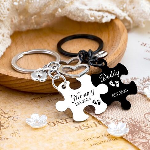 New Dad Fathers Day Gift New Parents Gifts for Couples 2026 Daddy and Mommy Est 2026 Keychain Pregnancy Announcement 2026 First Time Mom Gifts for Expecting Mom Baby Shower in Saudi Arabia