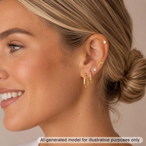 KISS WIFE Gold Plated Earrings Set for Women, Hypoallergenic Cubic Zirconia Pearl Star Ball Stud Earrings, Heart Dangle Hoop Earrings Fashion Jewelry for Daily Wear Gift in Kuwait