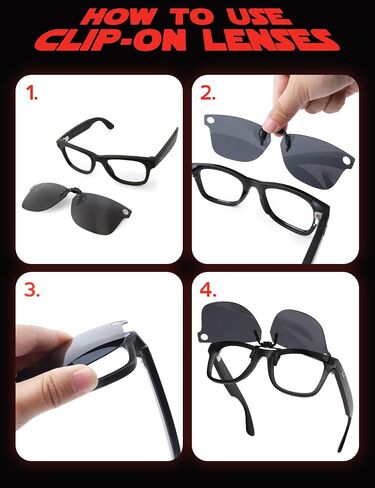 Fiskr Polarized Clip-On Sunglasses Flip Up Anti-Glare UV Protection Glasses for Ray-Ban Meta Wayfarer RW4008 & Gen 2 RW4012 (Size 53-22) - Classic Black & Metallic Silver & Ice Blue & Fire Red in Saudi Arabia