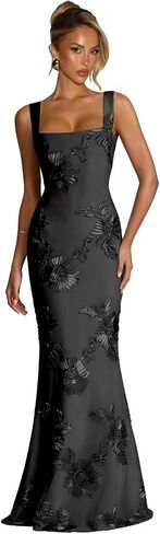Floral Lace Embroidery Bridesmaid Dresses for Women Long Mermaid Square Neck Formal Prom Dress in Saudi Arabia