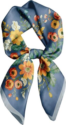 Fmeida 27.5" Square Silk-Like Satin Scarf for Women Soft Bandana with Gift Box & Card in Saudi Arabia