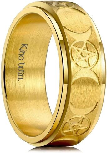 King Will Mens Fidget Ring Black/Gold/Rose Gold/Rainbow 8mm Stainless in Kuwait