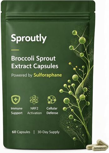 Sproutly Broccoli Sprout Extract Capsules | with Glucoraphanin & Myrosinase, Sulforaphane Precursor Support with Mustard Seed Extract & Vitamin C | Vegan Non-GMO | 60 Capsules in Kuwait