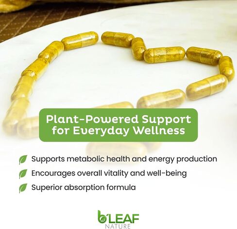 B’Leaf Nature Berberine Phytosome, 120 Capsules – 1100mg Berberine Supplement for Metabolic and Cardiovascular Support – Vegan, Gluten-Free, Non-GMO Berberine Phytosome Capsules for Immune Wellness in Saudi Arabia