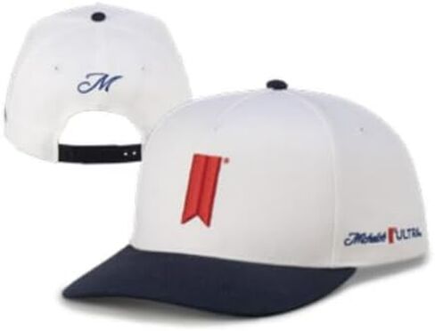 Michelob Ultra Snapback Hat, White and Navy Blue, Embroidered Logo Cap in Kuwait