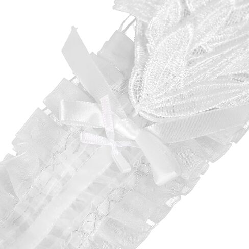 GREUS Angel Wing Headband Gothic Lolita Lace Hair Accessory, White & Black Feather Wing Cosplay Hairpiece Headdress for Women in Kuwait
