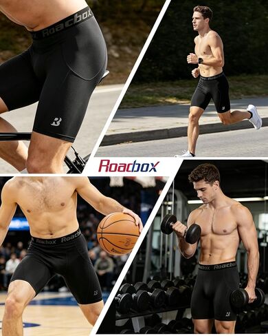 Roadbox Men’s Compression Shorts, Spandex Athletic Running Shorts, Performance Workout Underwear for Sports Basketball in Saudi Arabia
