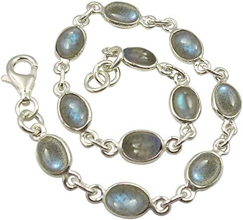 925 Solid Silver Blue Labradorite Bracelet 7.5" 5.9 Grams Gift Jewelry in Kuwait