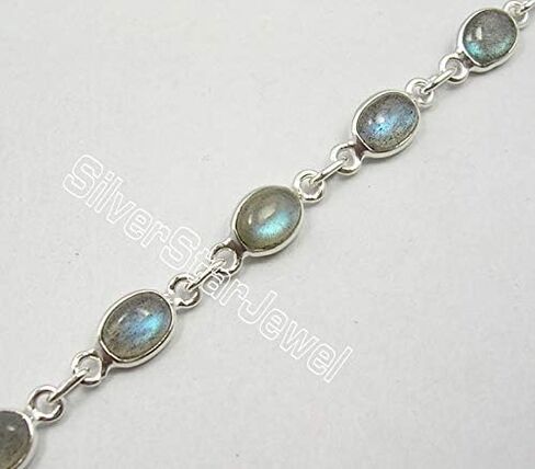 925 Solid Silver Blue Labradorite Bracelet 7.5" 5.9 Grams Gift Jewelry in Kuwait