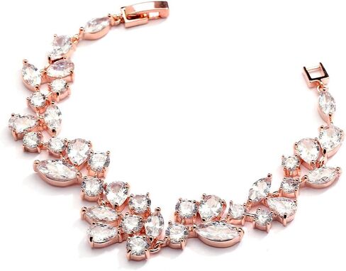 Mariell Mosaic Rose Gold CZ Wedding Bridal Bracelet 6 1/4" - Shorter Petite Length for Smaller Wrist in Kuwait