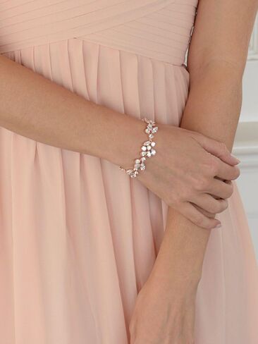 Mariell Mosaic Rose Gold CZ Wedding Bridal Bracelet 6 1/4" - Shorter Petite Length for Smaller Wrist in Kuwait