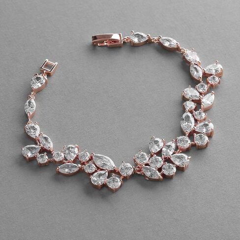 Mariell Mosaic Rose Gold CZ Wedding Bridal Bracelet 6 1/4" - Shorter Petite Length for Smaller Wrist in Kuwait
