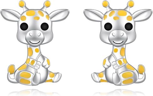 Cute Giraffe Earrings for Women - 925 Sterling Silver Animal Studs Earrings Unique Wildlife Gifts for Giraffe Lovers Jewelry for Birthday in Saudi Arabia