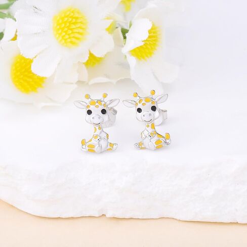 Cute Giraffe Earrings for Women - 925 Sterling Silver Animal Studs Earrings Unique Wildlife Gifts for Giraffe Lovers Jewelry for Birthday in Saudi Arabia