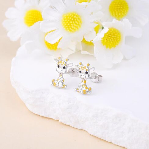 Cute Giraffe Earrings for Women - 925 Sterling Silver Animal Studs Earrings Unique Wildlife Gifts for Giraffe Lovers Jewelry for Birthday in Saudi Arabia