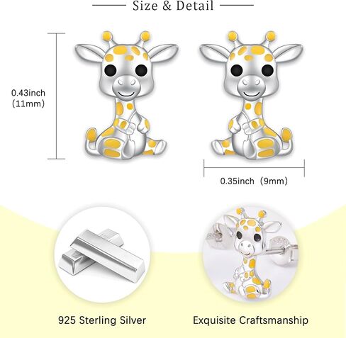 Cute Giraffe Earrings for Women - 925 Sterling Silver Animal Studs Earrings Unique Wildlife Gifts for Giraffe Lovers Jewelry for Birthday in Saudi Arabia
