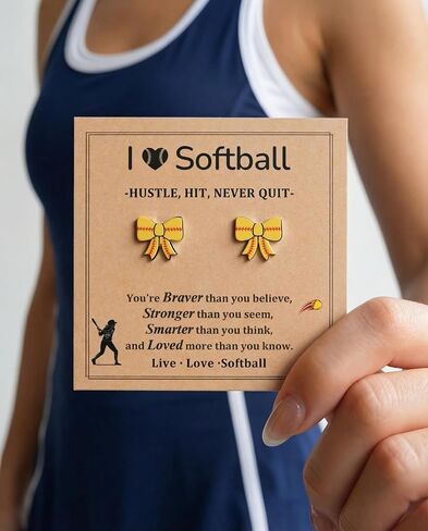 Jeka Softball Earrings for Girls Stuff Accessories Sports Jewelry Ages 8-12 12-14 Teen Girl Team Women Mom Coach Player Tween in Saudi Arabia