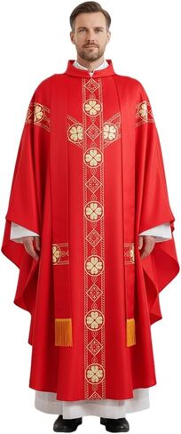 MYAYD 5 Colors Gothic Chasuble Church Pastor Celebrant Priest Vintage Robe Gown Cape Cassock Vestment in Kuwait