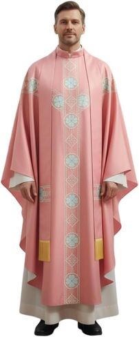 MYAYD 5 Colors Gothic Chasuble Church Pastor Celebrant Priest Vintage Robe Gown Cape Cassock Vestment in Kuwait