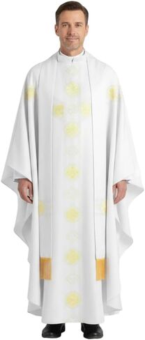 MYAYD 5 Colors Gothic Chasuble Church Pastor Celebrant Priest Vintage Robe Gown Cape Cassock Vestment in Kuwait