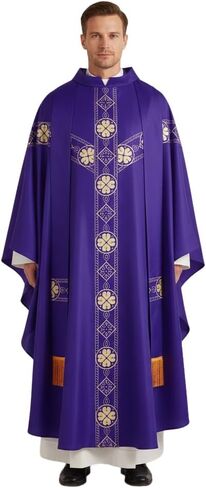 MYAYD 5 Colors Gothic Chasuble Church Pastor Celebrant Priest Vintage Robe Gown Cape Cassock Vestment in Kuwait
