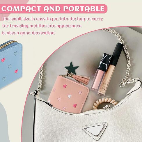 3 Pcs PU Leather Women Small Wallet with Zipper, Cute Slim Coin Purse with Star Pendant, Solid Color Wallet with Card Slots (Multicolor) in Kuwait