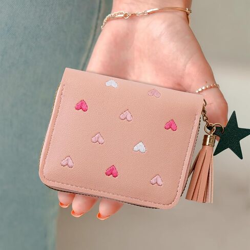 3 Pcs PU Leather Women Small Wallet with Zipper, Cute Slim Coin Purse with Star Pendant, Solid Color Wallet with Card Slots (Multicolor) in Kuwait
