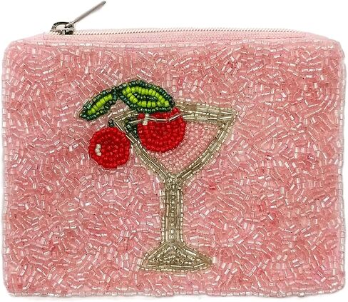 Ladies Cocktails Fully Beaded Coin Purse for Women, Coin Pouch Bag Handmade Small Change Purse Wallet in Kuwait