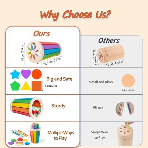 Montessori Toys for 1-3 Year Old, Wooden Color Sorting Learning Toys for Toddlers, Fine Motor Skills Matching Games,Sensory Development Educational Toy,18 Month+ Baby Boys Girls in Kuwait