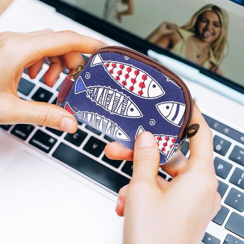 Japanese Coin Pouch Small Change Purse Cute Shell Design Cotton Fabric Coin Organizer for Women Everyday Carry Tiny Makeup Bag in Saudi Arabia