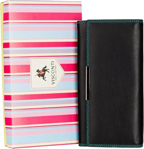 VISCONTI RIO 11 Ladies Large Soft Leather Wallet Purse Clutch (Black/Rhuba) in Kuwait