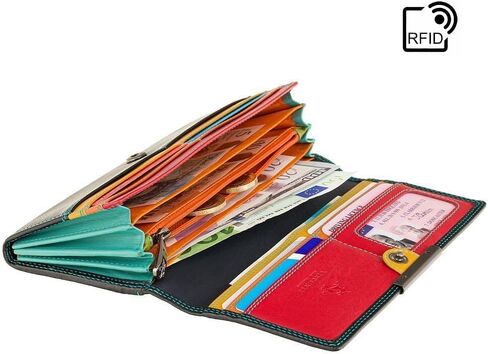 VISCONTI RIO 11 Ladies Large Soft Leather Wallet Purse Clutch (Black/Rhuba) in Kuwait
