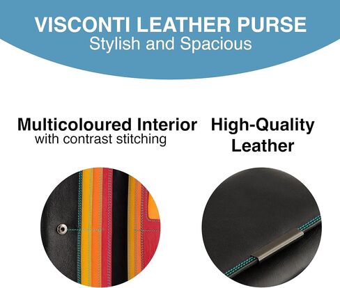 VISCONTI RIO 11 Ladies Large Soft Leather Wallet Purse Clutch (Black/Rhuba) in Kuwait