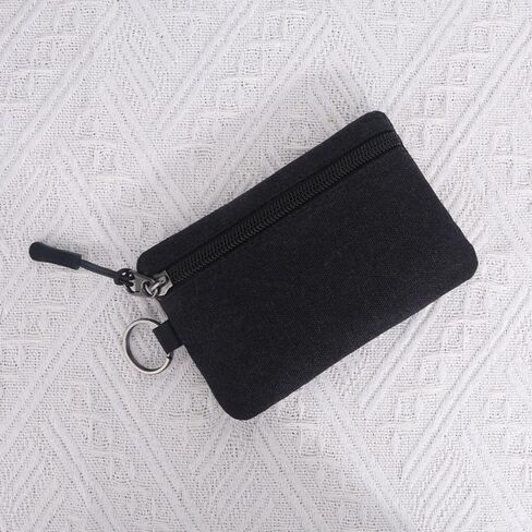 Card Holder Mini Durable Zipper Money Pocket Canvas Wallet Women Men(coffee) in Kuwait