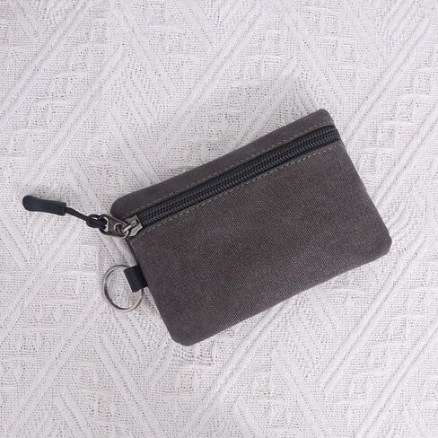 Card Holder Mini Durable Zipper Money Pocket Canvas Wallet Women Men(coffee) in Kuwait