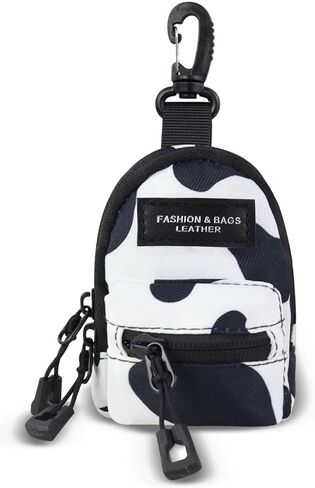 Outdoor Small Pouch with Carabiner Clip, 2-Layer Zipper Small Coin Purse with Detachable Neck Strap, Canvas Mini Bag Keychain for AirPod Earphone (Zebra) in Saudi Arabia