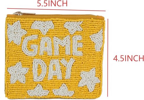 محفظة عملات معدنية مطرزة بالكامل بموضوع GAME DAY، حقيبة صغيرة مصنوعة يدويًا لمحفظة العملات المعدنية in Kuwait