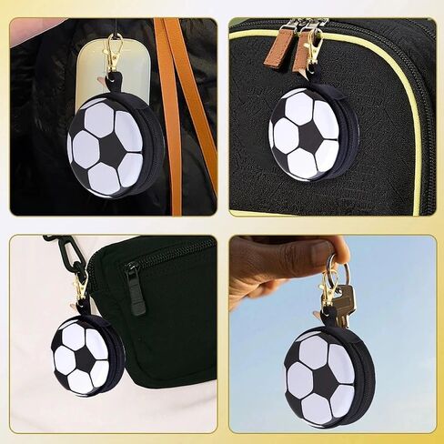 Soccer Ball Shaped Coin Purse with Keychain Mini Soccer Themed Wallet for Coins Cash Keys Sports Fan Players Accessory for Football Birthday Christmas Party Decoration in Kuwait