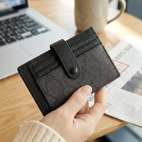 Slim Wallet for Women, Compact RFID Blocking Card Holder Genuine Leather, Minimalist Thin Wallet with Cash Slot, Stylish Travel Credit Card Case Perfect for Women, Black in Kuwait