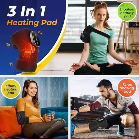 Knee Massager with Heat and Red Light, Knee Massager - Knee Heating Pad, Heated Knee Brace with 3 Heat & 3 Vibration, 5000 mAh, 1 Packs, Black in Saudi Arabia