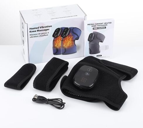 Knee Massager with Heat and Red Light, Knee Massager - Knee Heating Pad, Heated Knee Brace with 3 Heat & 3 Vibration, 5000 mAh, 1 Packs, Black in Saudi Arabia