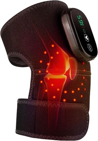 Knee Massager with Heat and Red Light, Knee Massager - Knee Heating Pad, Heated Knee Brace with 3 Heat & 3 Vibration, 5000 mAh, 1 Packs, Black in Saudi Arabia